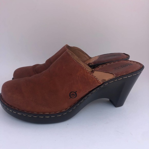 Born Mule Clog Brown Leather Slip On Women's Sz 10 - Picture 3 of 10
